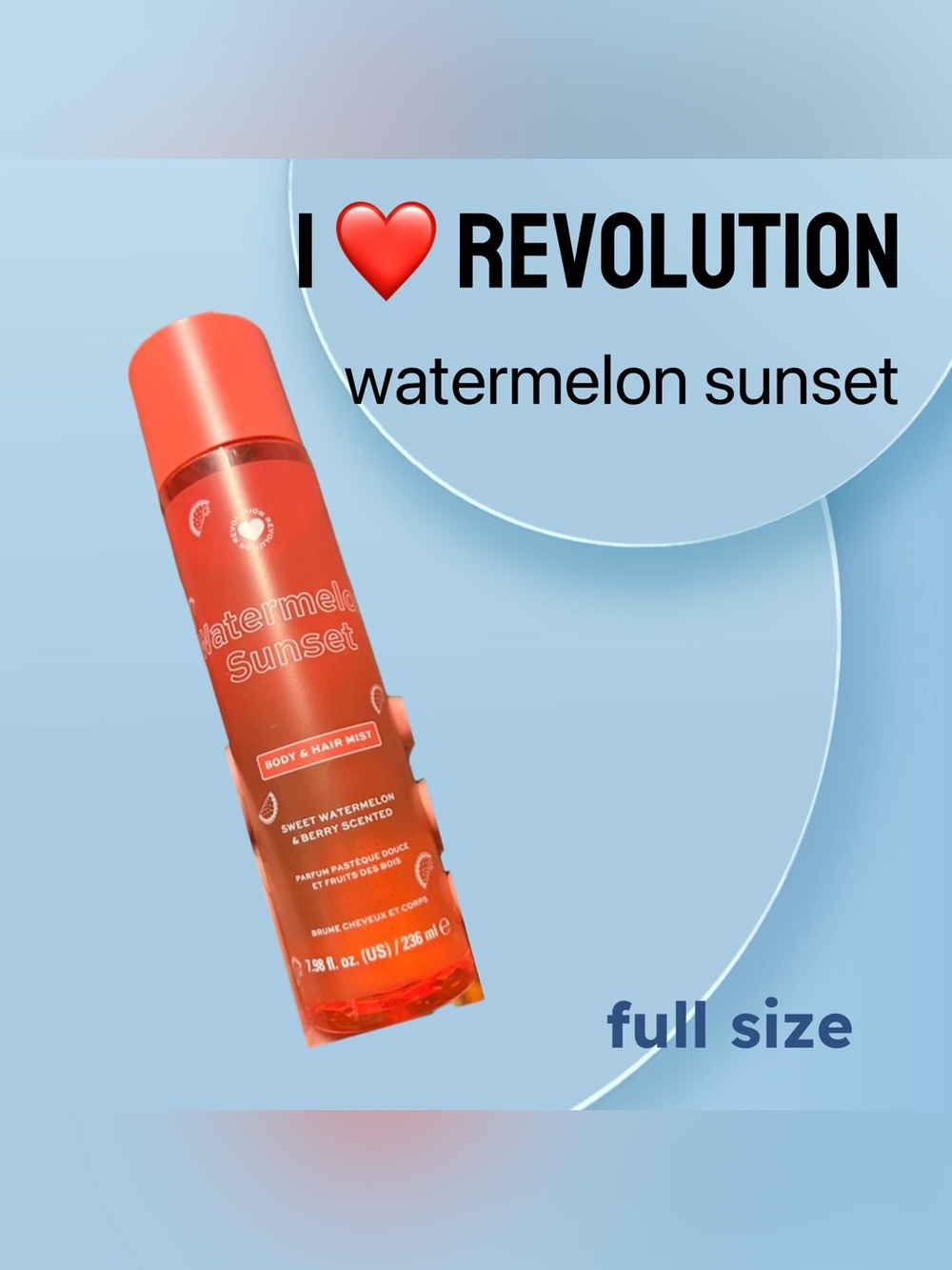 🇬🇧🆕NWOB. I ❤️ REVOLUTION | FULL | Vegan long lasting Watermelon sunset